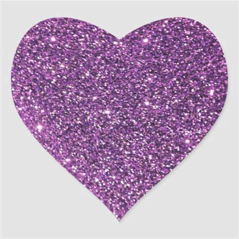 Purple Glitter Heart Stickers
