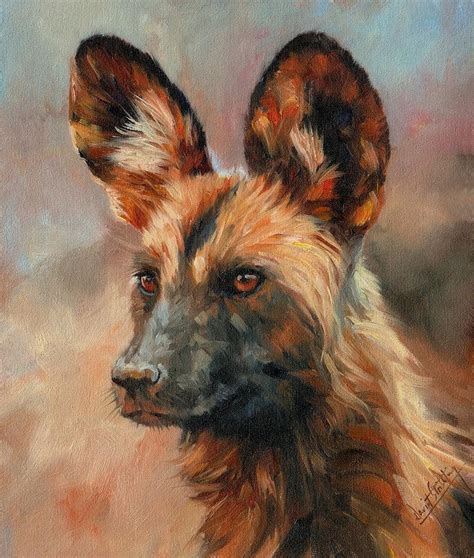 African Wild Dog Painting By David Stribbling