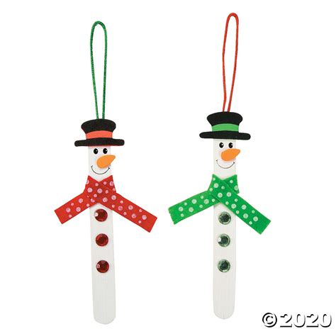 Craft Stick Snowman Ornament Craft Kit Makes 12 Oriental Trading