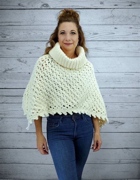 Cream Crochet Poncho For Women Cropped Sweater Poncho Etsy
