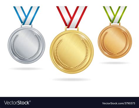 Set Of Gold Silver And Bronze Medals Royalty Free Vector