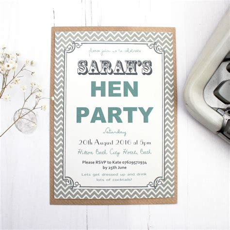 Personalised Grey Hen Party Invitations By Precious Little Plum