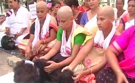 In Assam Women Shave Their Heads In Protest Against Government