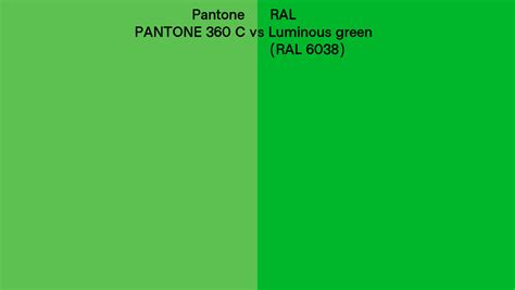 Pantone 360 C Vs Ral Luminous Green Ral 6038 Side By Side Comparison