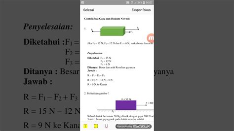 Seorang anak melempar bola dengan gaya 3 n sehingga bola bergerak dengan percepatan 3 m/s^2. Contoh latihan soal gaya dan hukum newton - YouTube