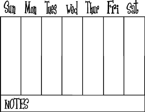 Blank Calendar 1 Week Calendar Printable Free