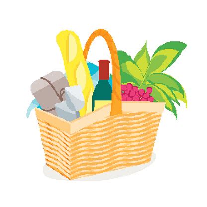 Only standard materials were used in it. Picnic Basket Full Of Food And Wine Vector Stock ...