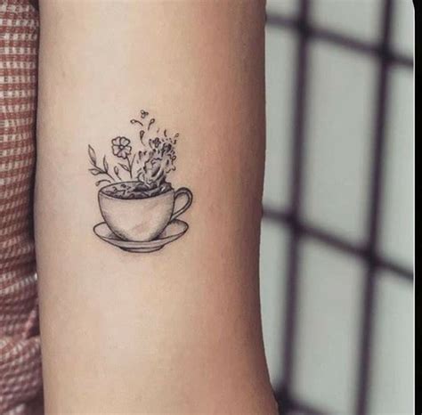 Minimalist Teacup Flower Tattoo Tattoo Cafe Coffee Tattoos Tea Tattoo