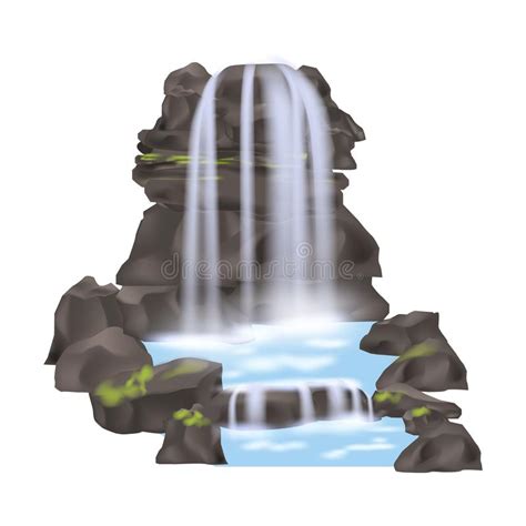 Mountain Waterfall Isolated Vector Icon Stock Vector Illustration Of