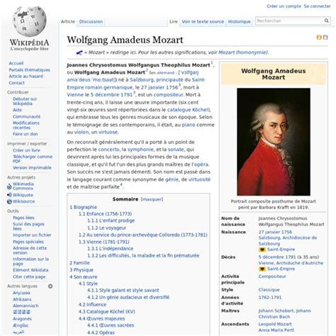Biographie De Mozart Pour 6ème Exposé Sur Mozart Brilnt