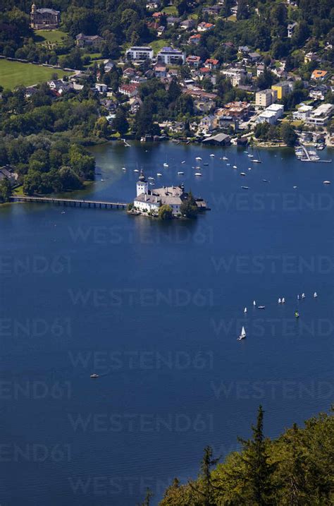 Schloss Ort Castle On Traunsee Lake During Sunny Day Gmunden Grunberg