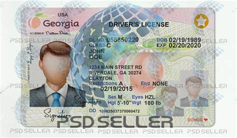 Fully Editable Georgia Driver License Psd Template V2 Psd Seller
