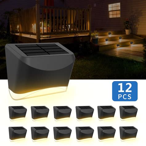 12 Pack Outdoor Solar Step Lights Aigostar Waterproof Solar Powered