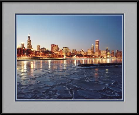 Frozen Lake Michigan And Chicago Skyline Chicago Seasons Framed Print