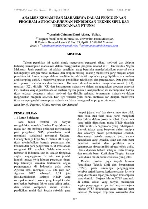 PDF ANALISIS KEMAMPUAN MAHASISWA DALAM PENGGUNAAN PROGRAM AUTOCAD