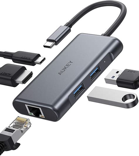 Aukey Usb C Hub Adapter 5 In 1 Type C Hub With 4k Usb C T Gh