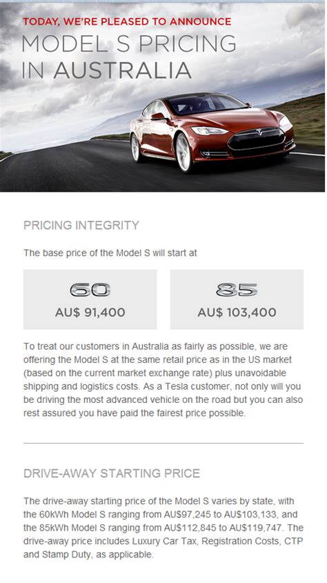 Edmunds also has tesla model s pricing, mpg, specs, pictures, safety features, consumer reviews and more. Tesla releases Model S pricing in Australia - Electrek