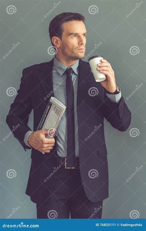 Handsome Businessman With Coffee Stock Image Image Of Confident