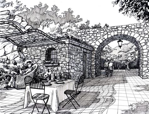 Pen sketch by Manu05 on DeviantArt Use fast strokes for foaming, bubbling waterfalls.