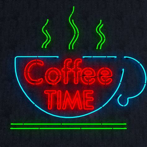 3d Model Coffee Time Neon Sign Vr Ar Low Poly Cgtrader