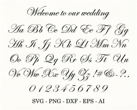 Wedding Alphabet Svg Wedding Font Letters Svg Cursive Font Svg Etsy