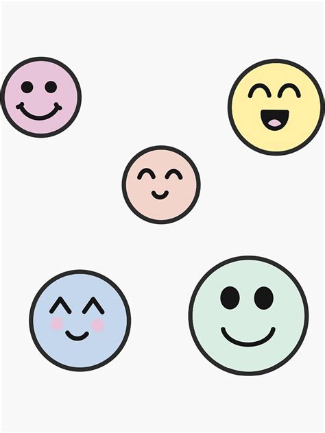 Pastel Smiley Faces Sticker For Sale By Alwayselle Redbubble