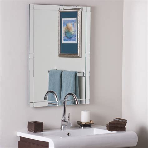 Howard elliott oblong scalloped frameless mirror for bathroom. Frameless Beveled Mirror in Frameless Mirrors