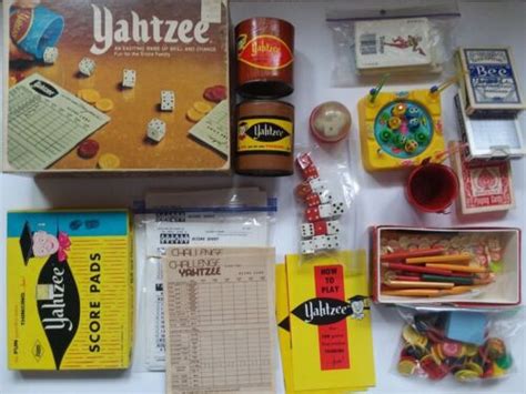Vintage Yahtzee Replacement Lot Extras Cards Dice Bingo Kismet Chips
