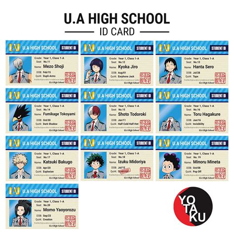 Jual Kartu Id Card Anime My Hero Academia Class 1a Bisa Custom Nama