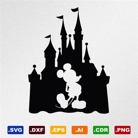 Mickey Mouse Castle Svg Dxf Eps Ai Cdr Vector Files For Etsy
