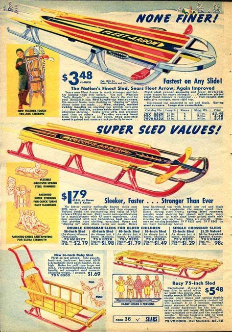 Sears Sleds Advertisement 1937 Vintage Sled Vintage