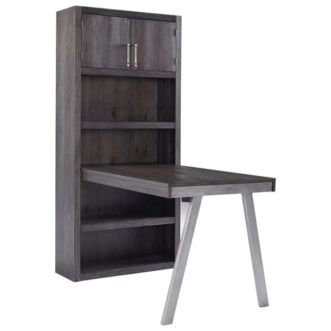Raven Contemporary Metal/Wood Desk Return & Large Bookcase in Grayish