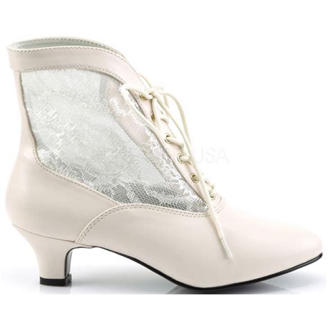 Victorian Dame Ivory Ankle Boot With Lace Steampunk Gothic Bridal