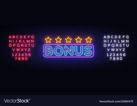Bonus Neon Text Bonus Neon Sign Design Royalty Free Vector