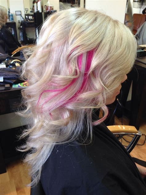 Platinum Blonde With Pink Trendy Hair Color Hair Color Highlights