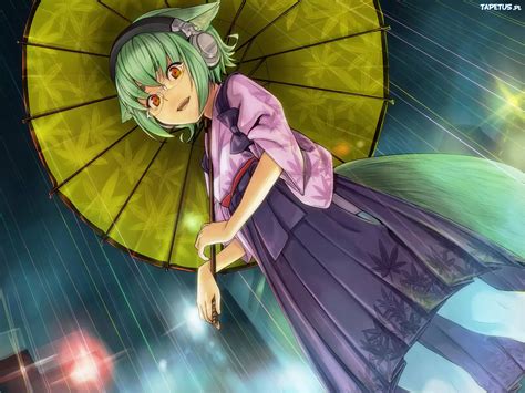 Dziewczyna Deszcz Parasol Anime