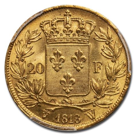 Buy 1818 W France Gold 20 Francs Louis Xviii Ms 64 Pcgs Apmex