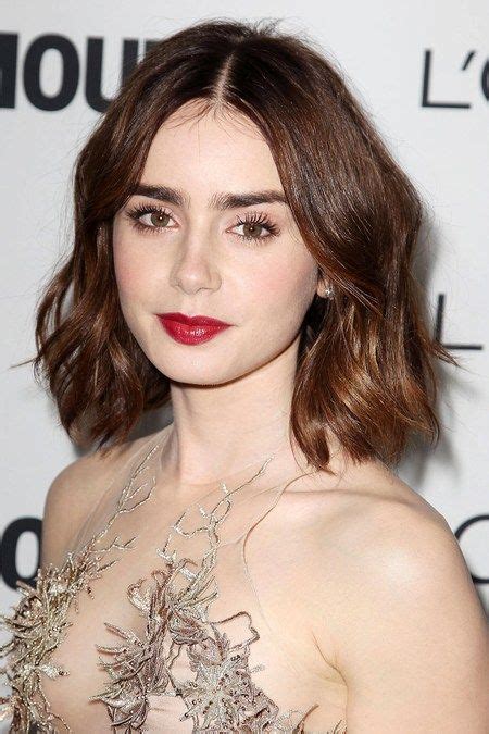 The Best Celebrity Eyebrows Lily Collins Hair Celebrity Eyebrows Lob Hairstyle