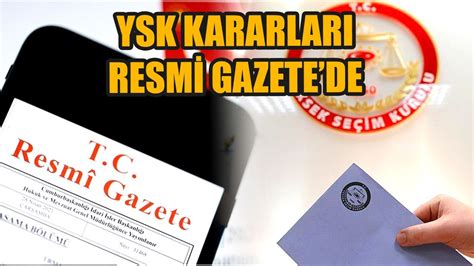 ysk kararları resmi gazete de youtube