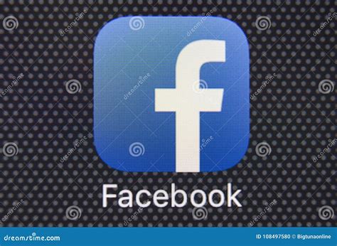 Facebook Application Icon On Apple Iphone 8 Smartphone Screen Close Up