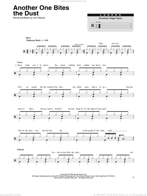 Another One Bites The Dust Sheet Music For Drums Pdf