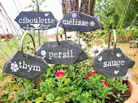 Etiquettes de jardin avec tuteur, personnalisation, ardoise décorative