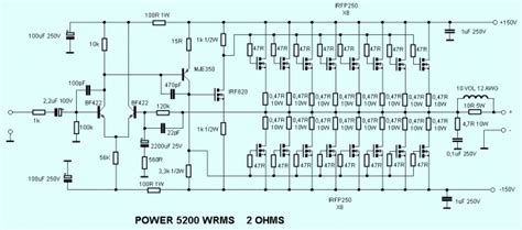 On schematic above is describe the 600 watt power amplifier circuit and the voltage input source is. 5200 Watt High Power MOSFET Amplifier - diyAudio