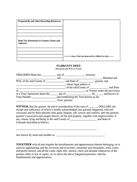 Colorado Warranty Deed Wife Fill Online Printable Fillable Blank