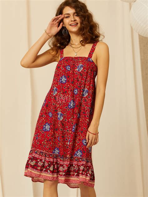 Inicia tu prueba de amazon prime gratis. Robe d'été à imprimé floral longueur genou rouge pour ...