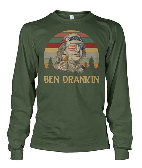 Vintage Ben Drankin Benjamin Franklin With American Flag Shirt And
