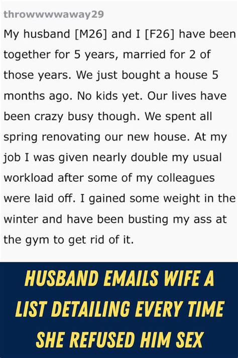 husband emails wife a list detailing every time she refused him sex artofit