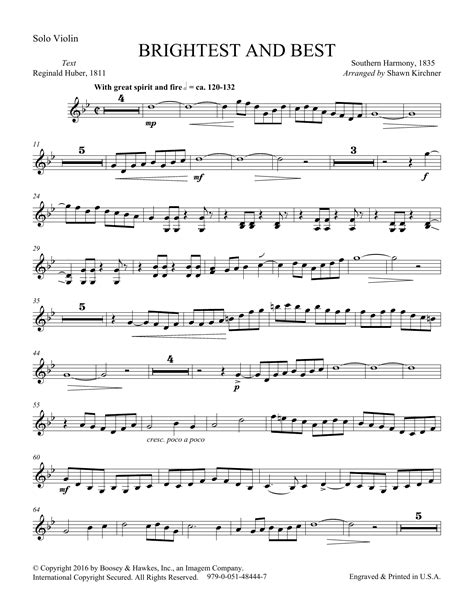 Listen to the recordings and download the sheet music in a beginner method book you play short pieces and often children's songs and folk tunes. Brightest and Best - Solo Violin Sheet Music | Shawn Kirchner | Choir Instrumental Pak