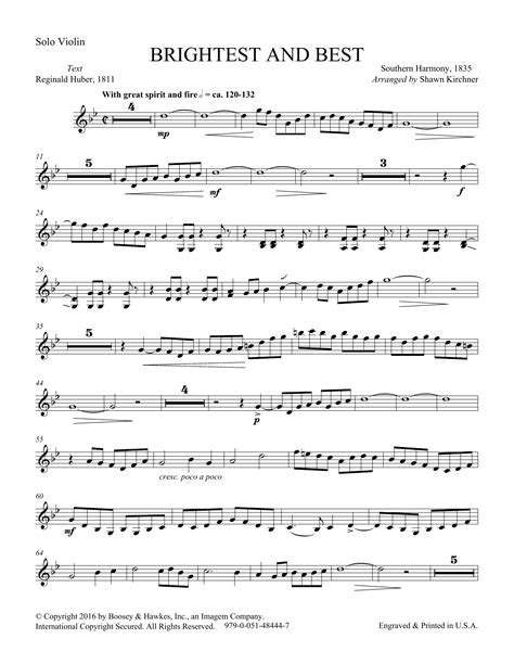 Listen to the recordings and download the sheet music in a beginner method book you play short pieces and often children's songs and folk tunes. Brightest and Best - Solo Violin Sheet Music | Shawn Kirchner | Choir Instrumental Pak