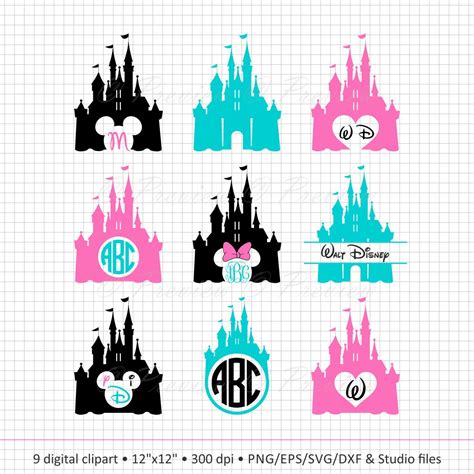 Download Buy 2 Get 1 Free! Digital Clipart Disney Castle Monogram ...